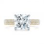 18k Yellow Gold And 14K Gold 18k Yellow Gold And 14K Gold Two-tone Pave Cushion Cut Diamond Engagement Ring - Top View -  105285 - Thumbnail