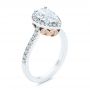  18K Gold And 14k Rose Gold Two-tone Pear Diamond Halo Engagement Ring - Three-Quarter View -  105215 - Thumbnail