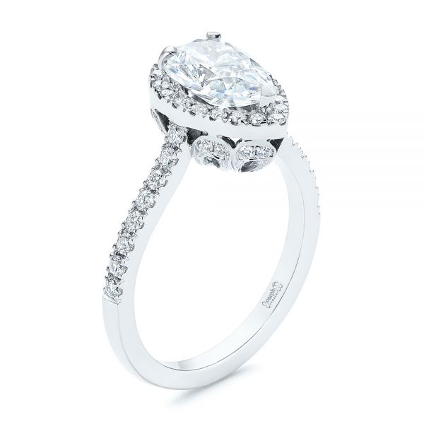 18K Gold And 14k White Gold 18K Gold And 14k White Gold Two-tone Pear Diamond Halo Engagement Ring - Three-Quarter View - 105215