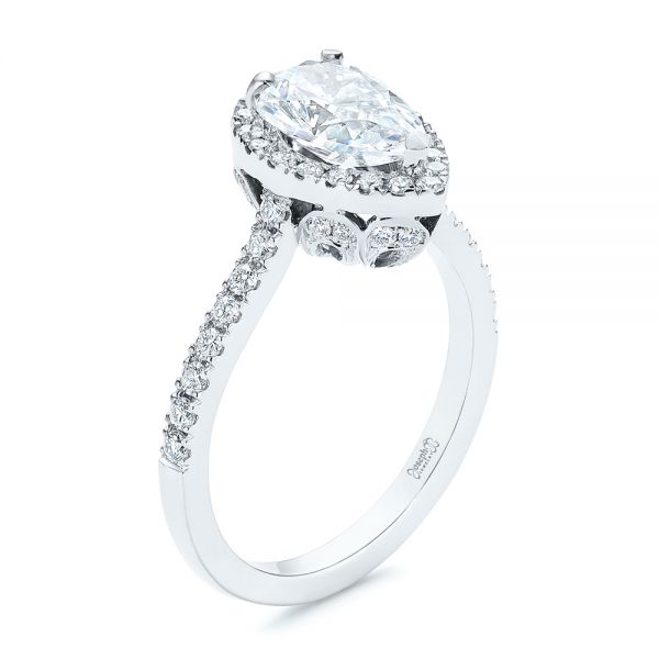  Platinum And Platinum Platinum And Platinum Two-tone Pear Diamond Halo Engagement Ring - Three-Quarter View -  105215