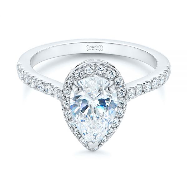 18K Gold And 14k White Gold 18K Gold And 14k White Gold Two-tone Pear Diamond Halo Engagement Ring - Flat View - 105215