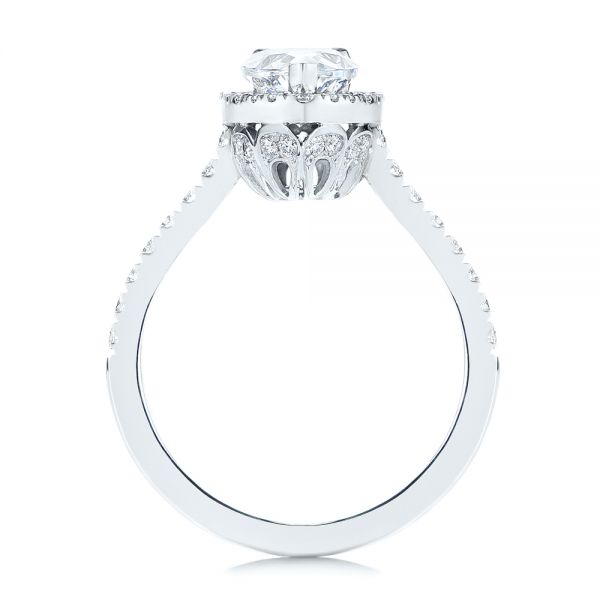  14K Gold And 18k White Gold 14K Gold And 18k White Gold Two-tone Pear Diamond Halo Engagement Ring - Front View -  105215