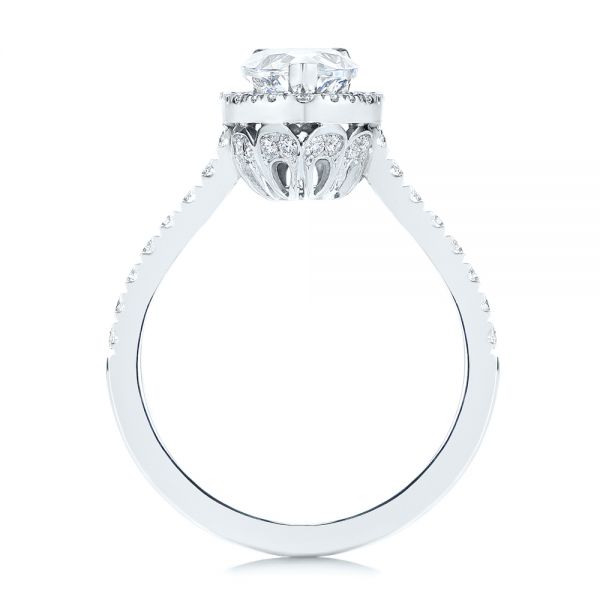 18K Gold And 14k White Gold 18K Gold And 14k White Gold Two-tone Pear Diamond Halo Engagement Ring - Front View - 105215