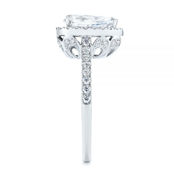 18K Gold And 14k White Gold 18K Gold And 14k White Gold Two-tone Pear Diamond Halo Engagement Ring - Side View - 105215