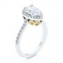  Platinum And 18k Yellow Gold Platinum And 18k Yellow Gold Two-tone Pear Diamond Halo Engagement Ring - Three-Quarter View -  105215 - Thumbnail