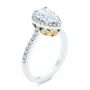  14K Gold And 18k Yellow Gold 14K Gold And 18k Yellow Gold Two-tone Pear Diamond Halo Engagement Ring - Three-Quarter View -  105215 - Thumbnail