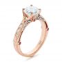 14k Rose Gold And Platinum Two-tone Ruby And Diamond Vintage-inspired Engagement Ring - Three-Quarter View -  105312 - Thumbnail