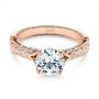 14k Rose Gold And Platinum Two-tone Ruby And Diamond Vintage-inspired Engagement Ring - Flat View -  105312 - Thumbnail