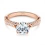 14k Rose Gold And Platinum Two-tone Ruby And Diamond Vintage-inspired Engagement Ring - Flat View -  105312 - Thumbnail