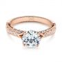 18k Rose Gold And Platinum 18k Rose Gold And Platinum Two-tone Ruby And Diamond Vintage-inspired Engagement Ring - Flat View -  105312 - Thumbnail