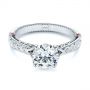 14k White Gold And Platinum 14k White Gold And Platinum Two-tone Ruby And Diamond Vintage-inspired Engagement Ring - Flat View -  105312 - Thumbnail