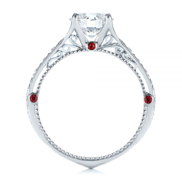 14k White Gold And Platinum 14k White Gold And Platinum Two-tone Ruby And Diamond Vintage-inspired Engagement Ring - Front View -  105312