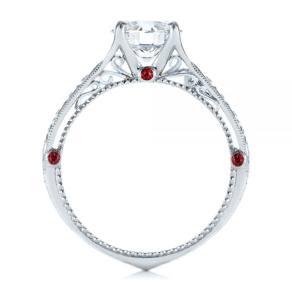 Platinum And Platinum Platinum And Platinum Two-tone Ruby And Diamond Vintage-inspired Engagement Ring - Front View - 105312