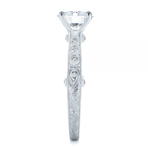 Platinum And Platinum Platinum And Platinum Two-tone Ruby And Diamond Vintage-inspired Engagement Ring - Side View - 105312