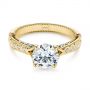 14k Yellow Gold And Platinum 14k Yellow Gold And Platinum Two-tone Ruby And Diamond Vintage-inspired Engagement Ring - Flat View -  105312 - Thumbnail