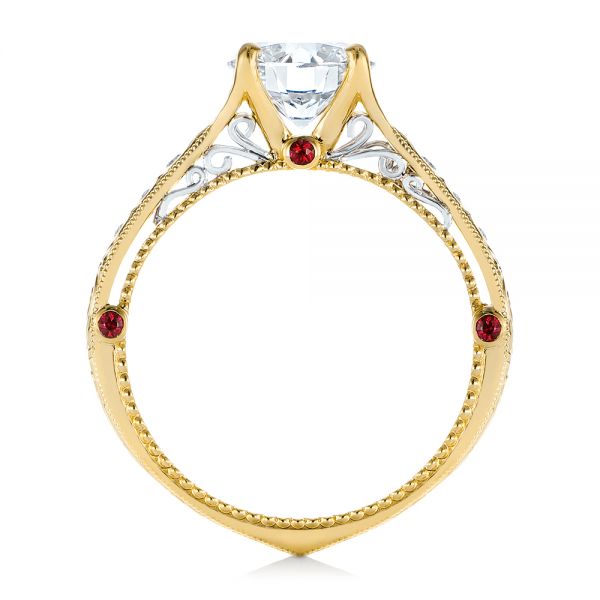 18k Yellow Gold And Platinum 18k Yellow Gold And Platinum Two-tone Ruby And Diamond Vintage-inspired Engagement Ring - Front View -  105312