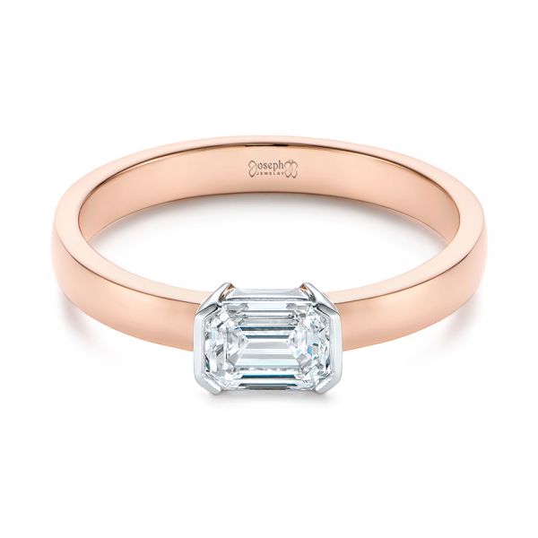 14k Rose Gold And 14K Gold 14k Rose Gold And 14K Gold Two-tone Semi-bezel Solitaire Diamond Engagement - Flat View -  105745