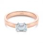14k Rose Gold And Platinum Two-tone Semi-bezel Solitaire Diamond Engagement - Flat View -  105745 - Thumbnail