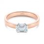 14k Rose Gold And Platinum Two-tone Semi-bezel Solitaire Diamond Engagement - Flat View -  105745 - Thumbnail