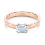 14k Rose Gold And 14K Gold 14k Rose Gold And 14K Gold Two-tone Semi-bezel Solitaire Diamond Engagement - Flat View -  105745 - Thumbnail