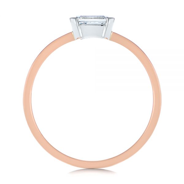 14k Rose Gold And Platinum Two-tone Semi-bezel Solitaire Diamond Engagement - Front View -  105745