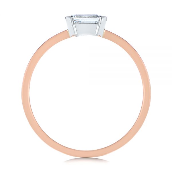 18k Rose Gold And Platinum 18k Rose Gold And Platinum Two-tone Semi-bezel Solitaire Diamond Engagement - Front View -  105745