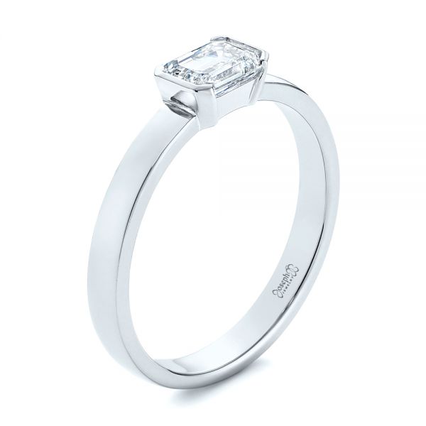 Two-Tone Semi-Bezel Solitaire Diamond Engagement - Image