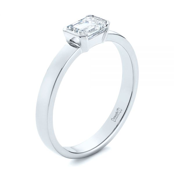 Platinum And Platinum Platinum And Platinum Two-tone Semi-bezel Solitaire Diamond Engagement - Three-Quarter View - 105745