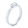 14k White Gold And 18K Gold 14k White Gold And 18K Gold Two-tone Semi-bezel Solitaire Diamond Engagement - Three-Quarter View -  105745 - Thumbnail