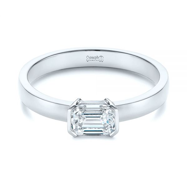 Platinum And Platinum Platinum And Platinum Two-tone Semi-bezel Solitaire Diamond Engagement - Flat View - 105745