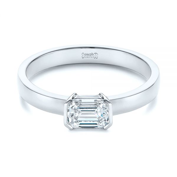  Platinum And Platinum Platinum And Platinum Two-tone Semi-bezel Solitaire Diamond Engagement - Flat View -  105745