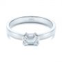 14k White Gold And Platinum 14k White Gold And Platinum Two-tone Semi-bezel Solitaire Diamond Engagement - Flat View -  105745 - Thumbnail