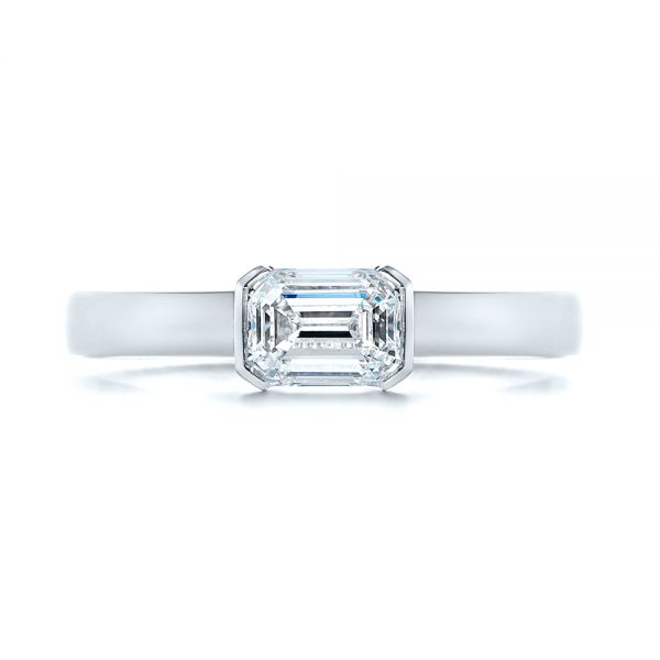 18k White Gold And Platinum 18k White Gold And Platinum Two-tone Semi-bezel Solitaire Diamond Engagement - Top View -  105745