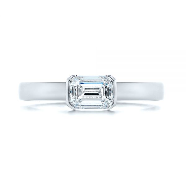 18k White Gold And 14K Gold 18k White Gold And 14K Gold Two-tone Semi-bezel Solitaire Diamond Engagement - Top View -  105745