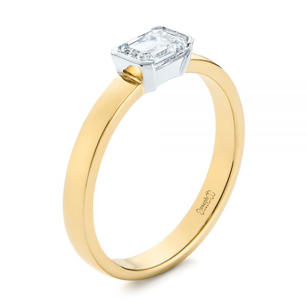 14k Yellow Gold And 18K Gold 14k Yellow Gold And 18K Gold Two-tone Semi-bezel Solitaire Diamond Engagement - Three-Quarter View -  105745