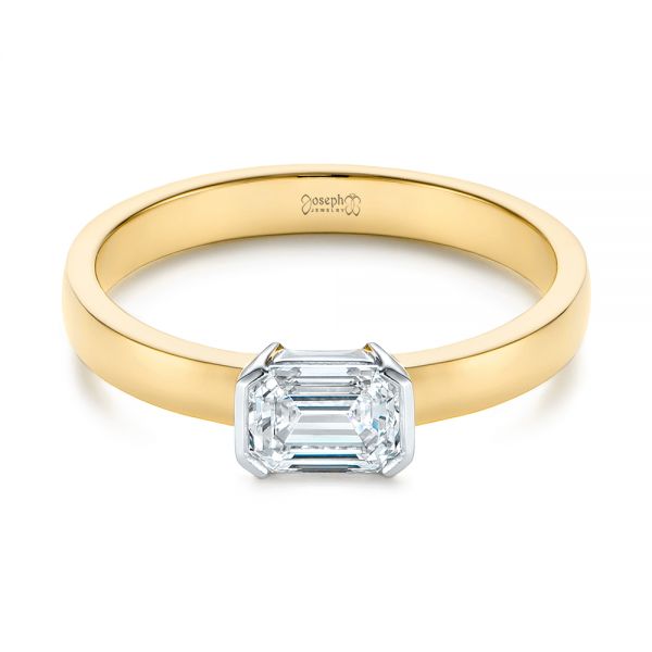 14k Yellow Gold And Platinum 14k Yellow Gold And Platinum Two-tone Semi-bezel Solitaire Diamond Engagement - Flat View -  105745