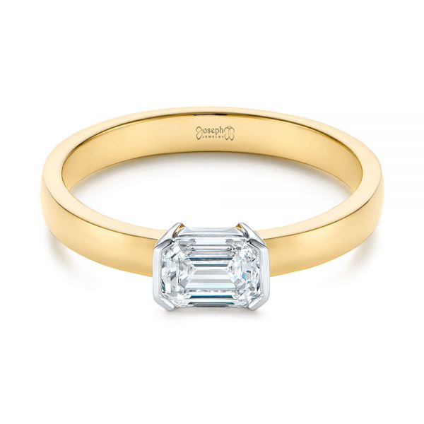 14k Yellow Gold And 18K Gold 14k Yellow Gold And 18K Gold Two-tone Semi-bezel Solitaire Diamond Engagement - Flat View -  105745