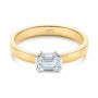 14k Yellow Gold And Platinum 14k Yellow Gold And Platinum Two-tone Semi-bezel Solitaire Diamond Engagement - Flat View -  105745 - Thumbnail