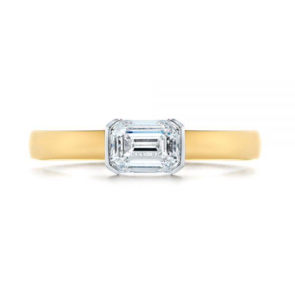 18k Yellow Gold And Platinum 18k Yellow Gold And Platinum Two-tone Semi-bezel Solitaire Diamond Engagement - Top View -  105745