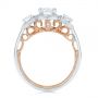  Platinum And 14k Rose Gold Two-tone Three Stone Diamond Halo Engagement Ring - Front View -  104860 - Thumbnail