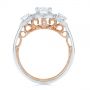  18K Gold And 18k Rose Gold 18K Gold And 18k Rose Gold Two-tone Three Stone Diamond Halo Engagement Ring - Front View -  104860 - Thumbnail