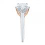  Platinum And 14k Rose Gold Two-tone Three Stone Diamond Halo Engagement Ring - Side View -  104860 - Thumbnail