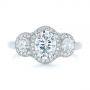  Platinum And Platinum Platinum And Platinum Two-tone Three Stone Diamond Halo Engagement Ring - Top View -  104860 - Thumbnail