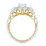  18K Gold And 14k Yellow Gold 18K Gold And 14k Yellow Gold Two-tone Three Stone Diamond Halo Engagement Ring - Front View -  104860 - Thumbnail