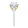  Platinum And 18k Yellow Gold Platinum And 18k Yellow Gold Two-tone Three Stone Diamond Halo Engagement Ring - Side View -  104860 - Thumbnail
