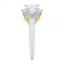  18K Gold And 14k Yellow Gold 18K Gold And 14k Yellow Gold Two-tone Three Stone Diamond Halo Engagement Ring - Side View -  104860 - Thumbnail