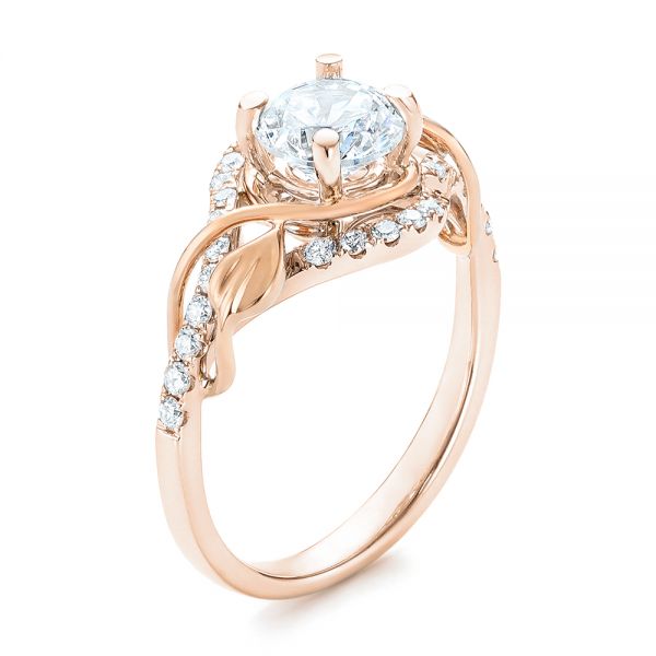 18k Rose Gold And 14K Gold 18k Rose Gold And 14K Gold Two-tone Wrap Diamond Engagement Ring - Three-Quarter View -  103104