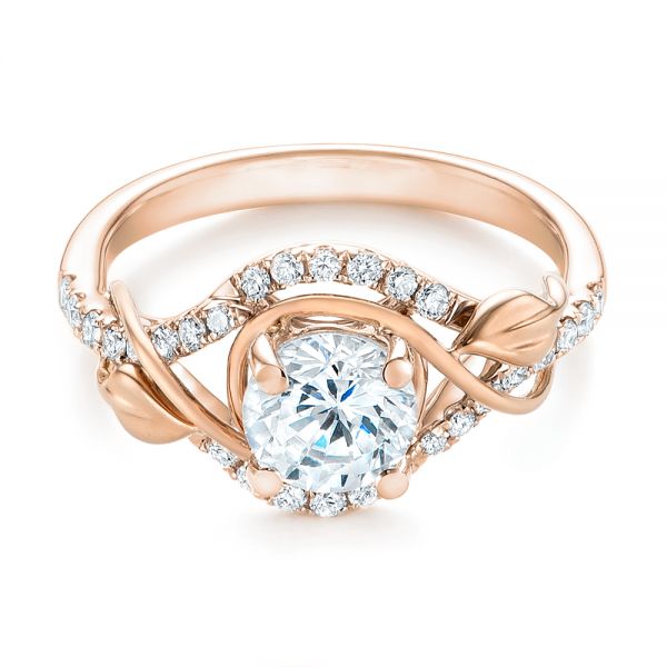 14k Rose Gold And 18K Gold 14k Rose Gold And 18K Gold Two-tone Wrap Diamond Engagement Ring - Flat View -  103104