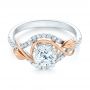18k White Gold And 18K Gold Two-tone Wrap Diamond Engagement Ring - Flat View -  103104 - Thumbnail