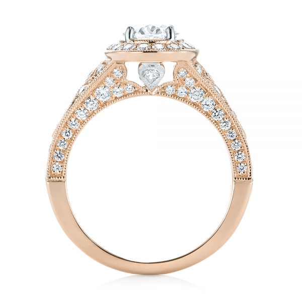 18k Rose Gold And Platinum 18k Rose Gold And Platinum Two-tone Diamond Halo Engagement Ring - Front View -  103483